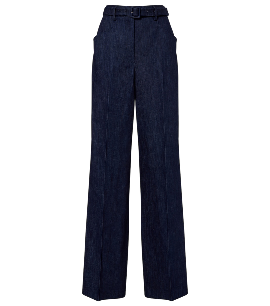 Gabriela Hearst Norman belted denim wide-leg pants