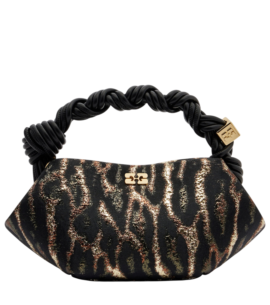 Ganni Bou Mini leopard-print cloqué top-handle bag