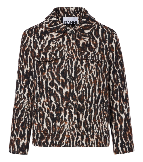 Ganni Leopard-print jacquard jacket