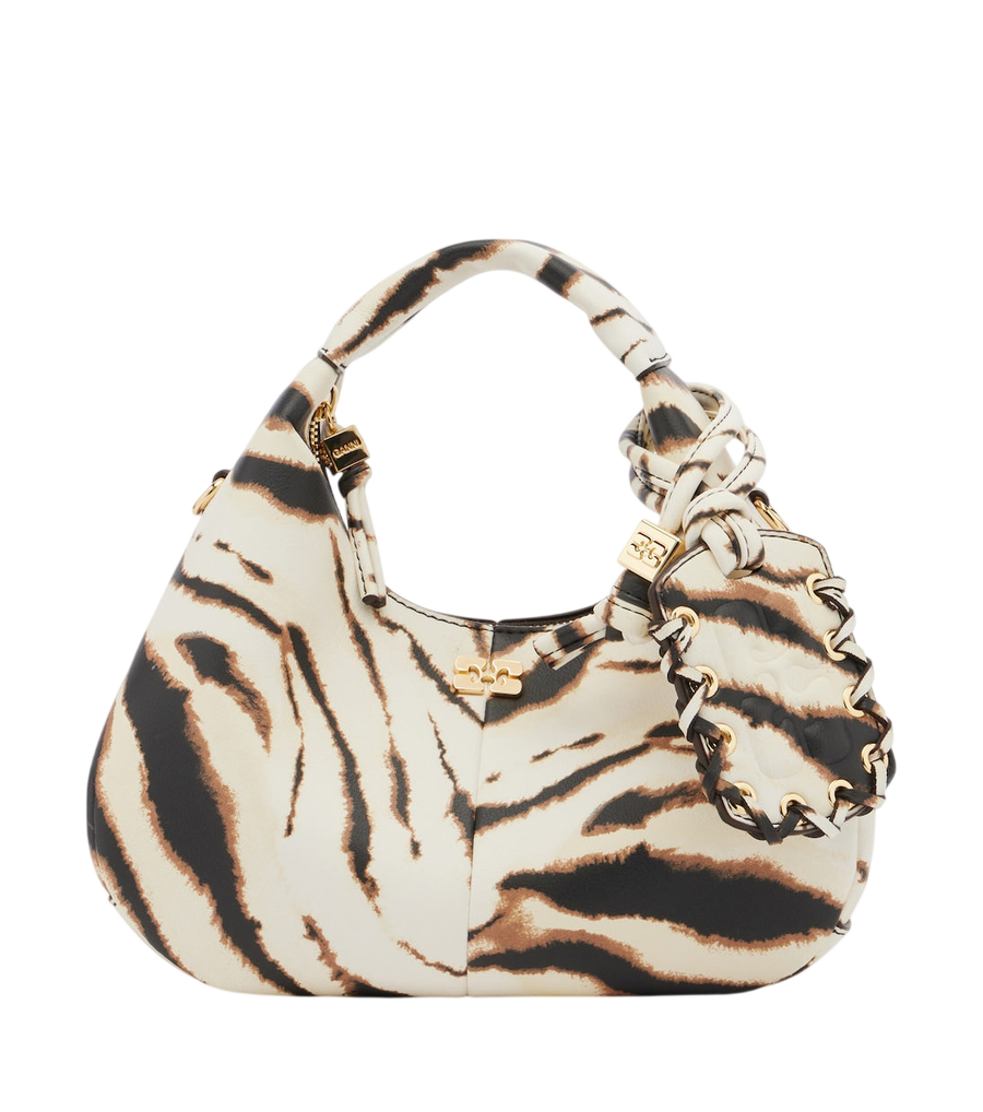 Ganni Mini zebra-printed top-handle bag