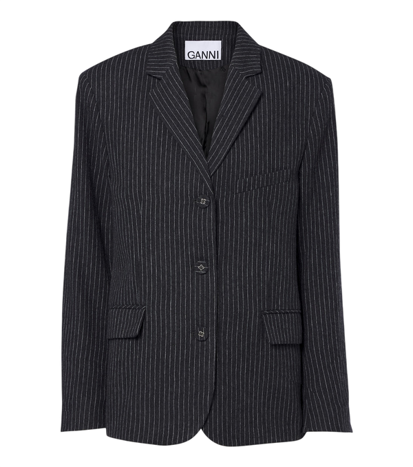 Ganni Pinstripe flannel blazer