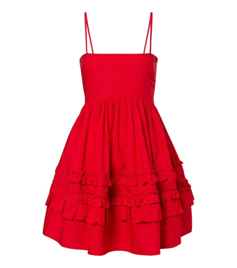 Ganni Ruffled cotton poplin minidress
