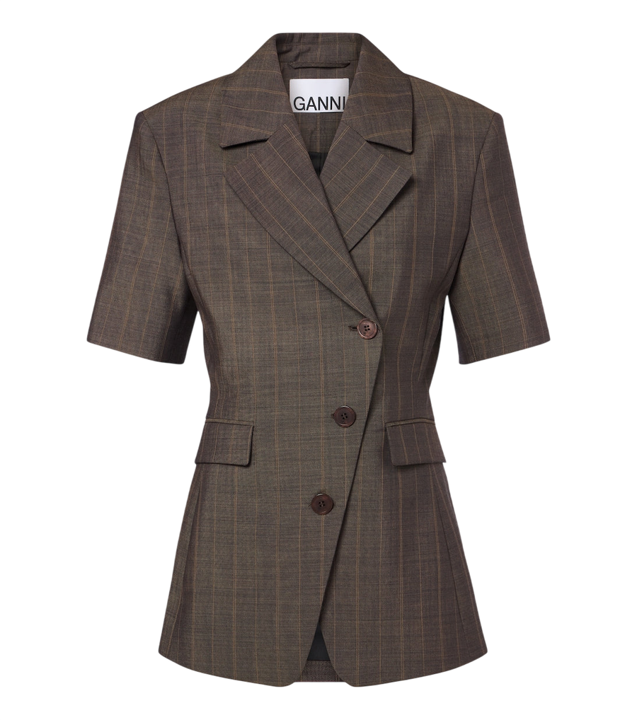 Ganni Striped wool blazer