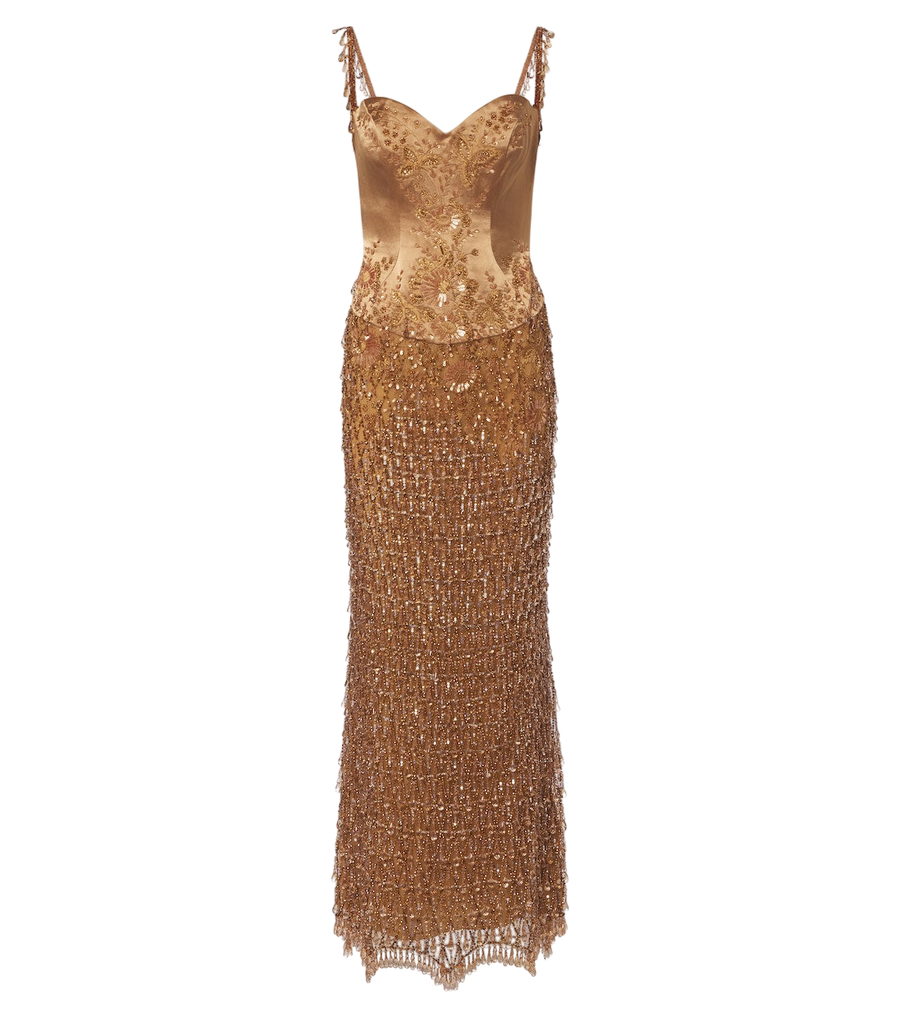 Georges Hobeika Embellished satin bustier gown