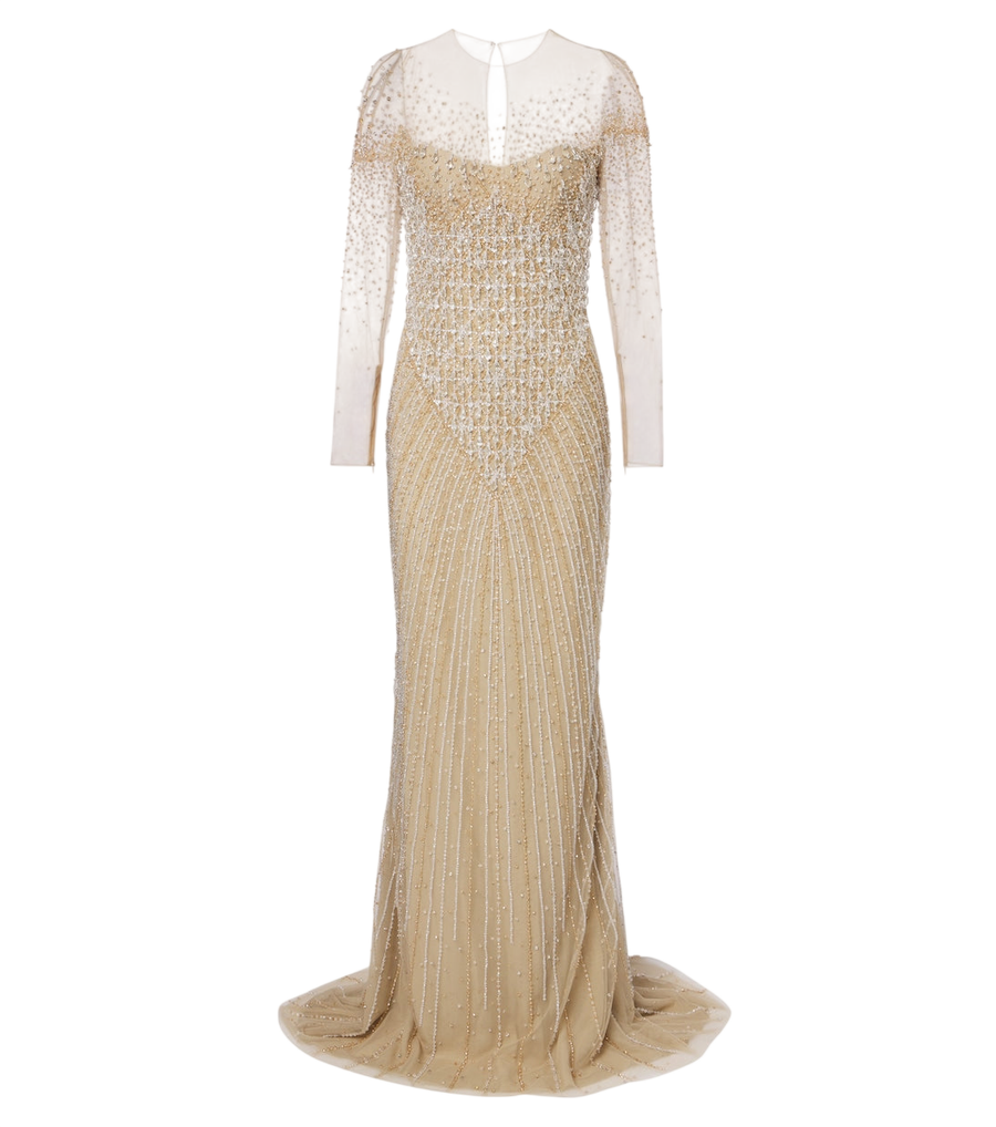 Vestido de tul con adornos de Georges Hobeika