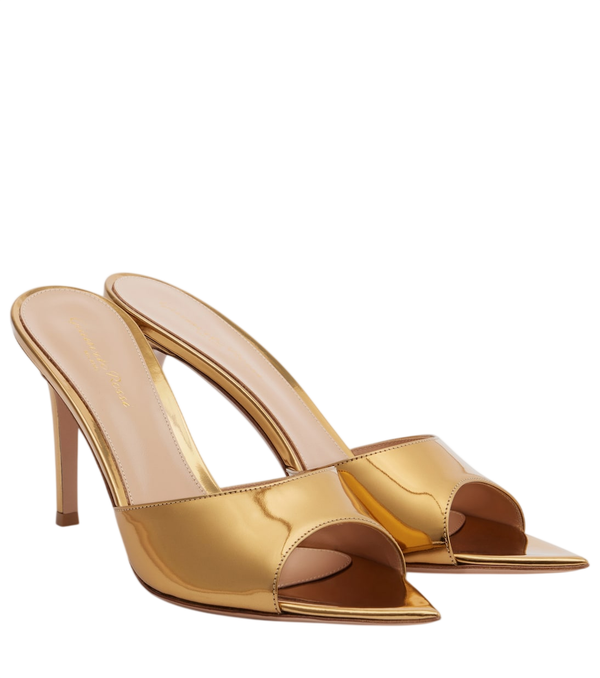 Gianvito Rossi Elle metallic leather mules