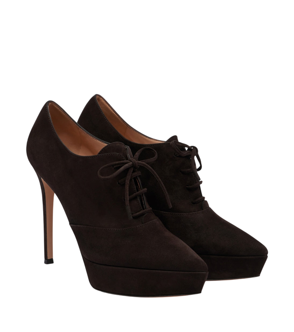 Gianvito Rossi Décolleté con plateau in camoscio e lacci