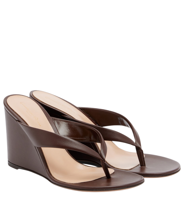 Gianvito Rossi Leather wedge thong sandals
