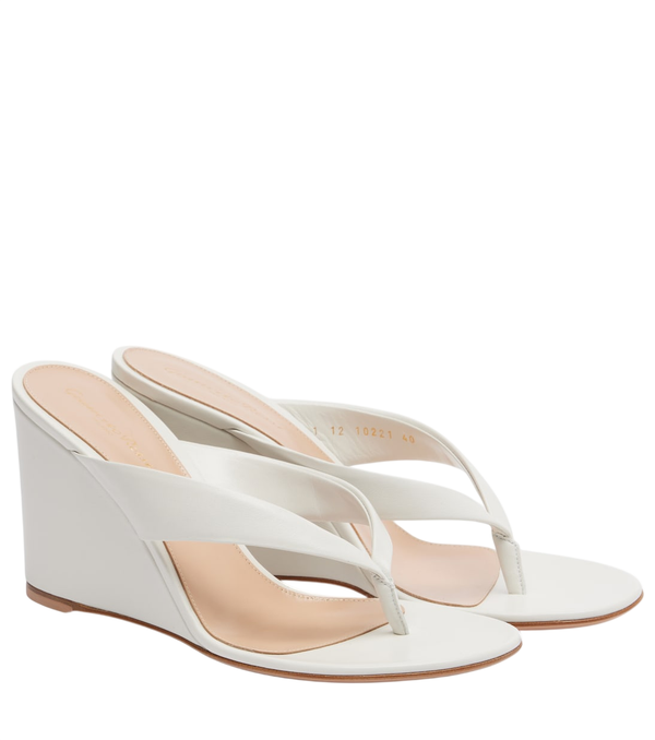 Gianvito Rossi Leather wedge thong sandals