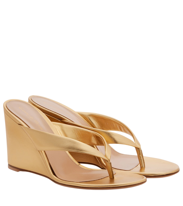 Gianvito Rossi Leather wedge thong sandals