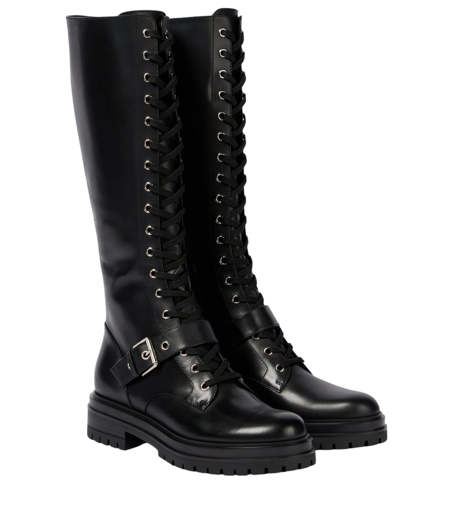 Gianvito Rossi Miles lace-up leather knee-high boots