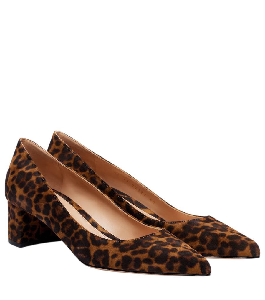 Gianvito Rossi Sapatos de salto alto Piper 45 em camurça com estampa de leopardo
