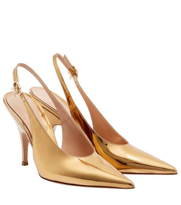 Gianvito Rossi Sofia sapatos de salto slingback em couro metálico