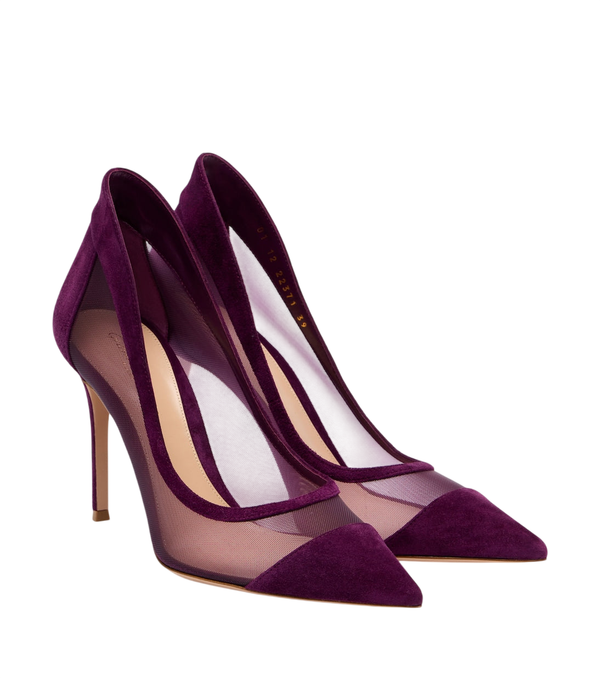 Gianvito Rossi Suede-trimmed mesh pumps
