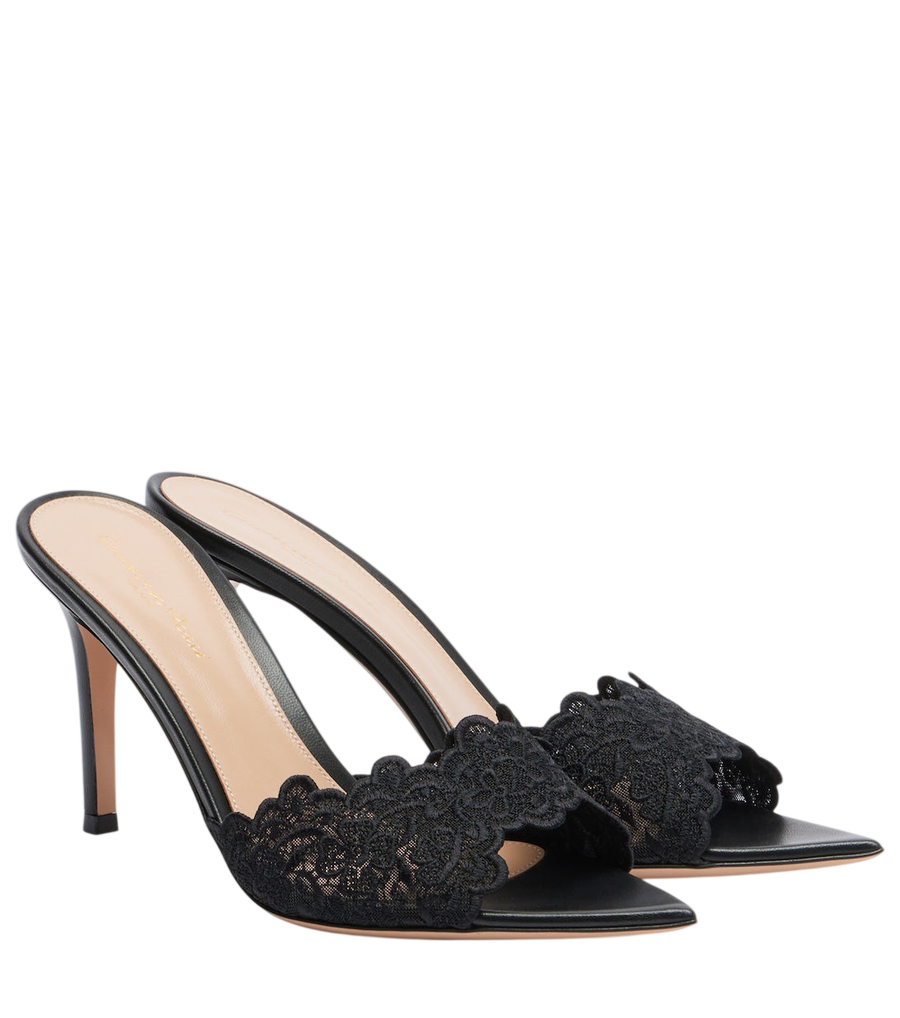 Gianvito Rossi Yvonne lace mules