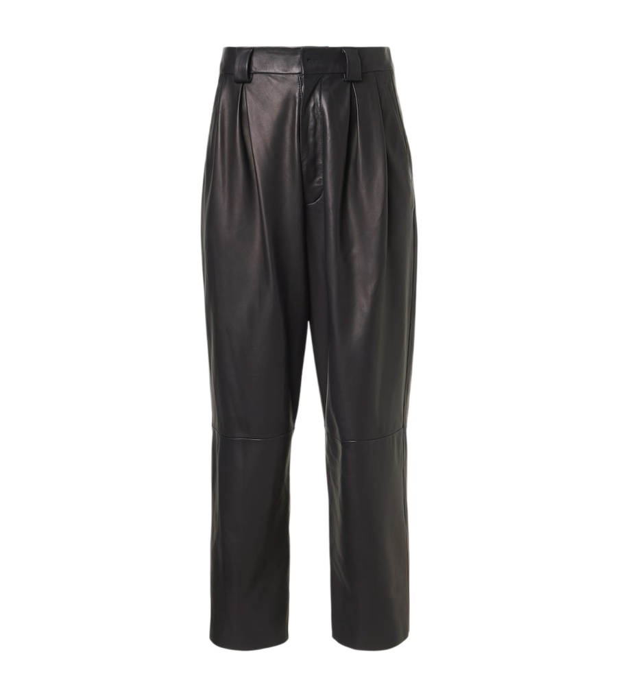Giorgio Armani Archivio pleated leather straight pants