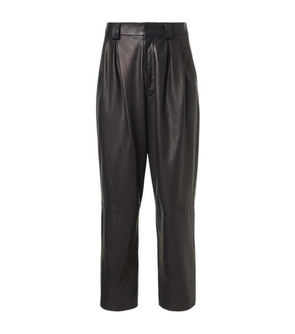 Giorgio Armani Archivio pleated leather straight pants