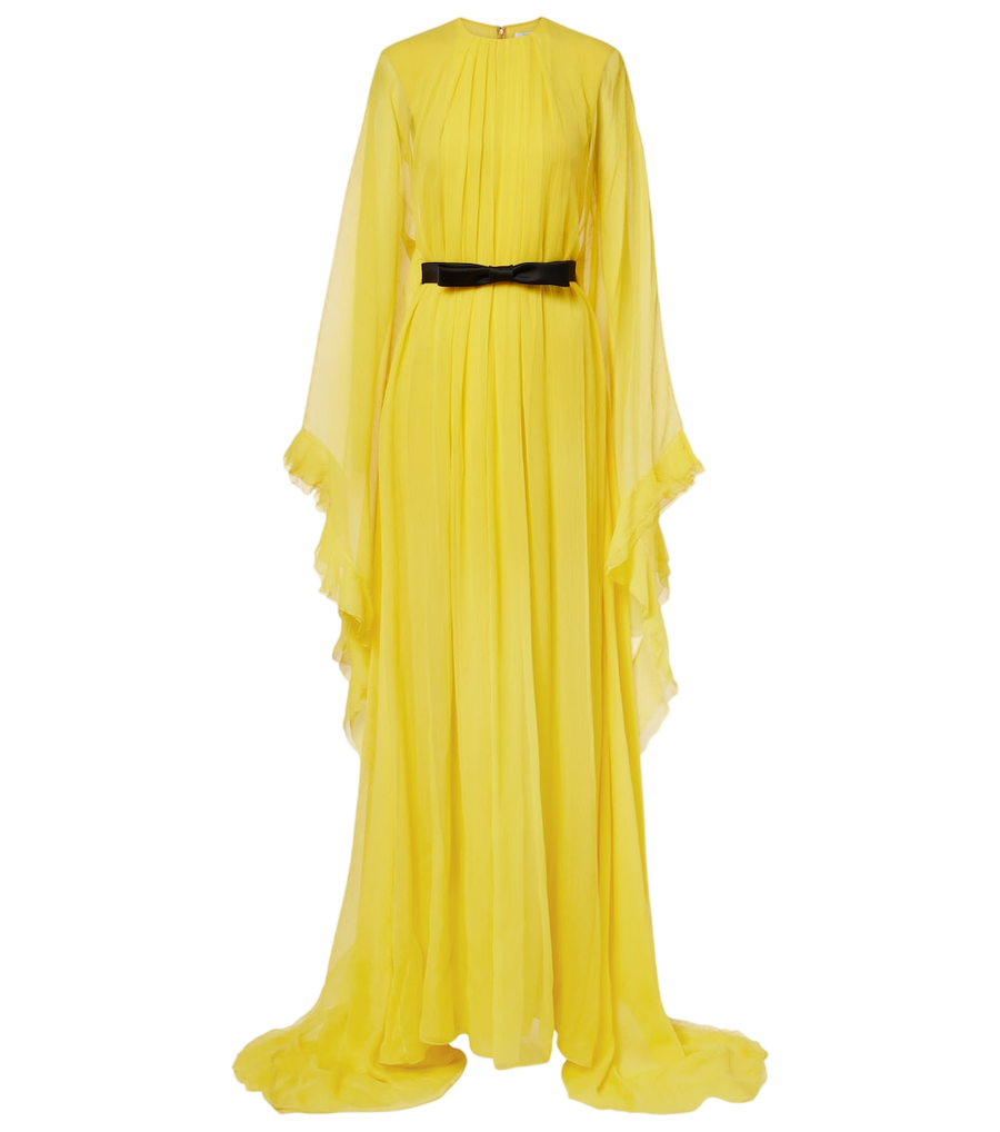 Vestido largo de seda con cinturón de Givenchy