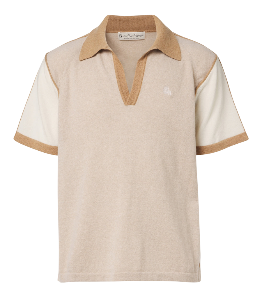 God's True Cashmere Biscotti cashmere polo shirt with tiger's eye