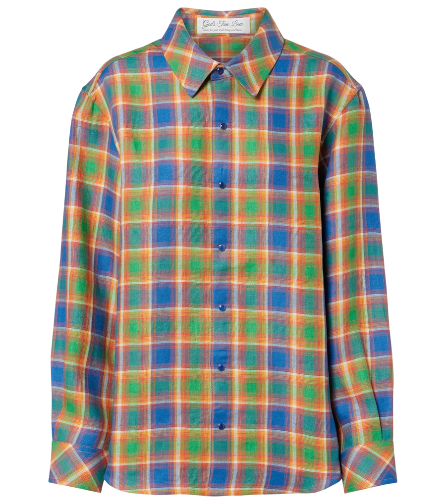 God's True Cashmere Camisa de linho brilhante com lápis-lazúli