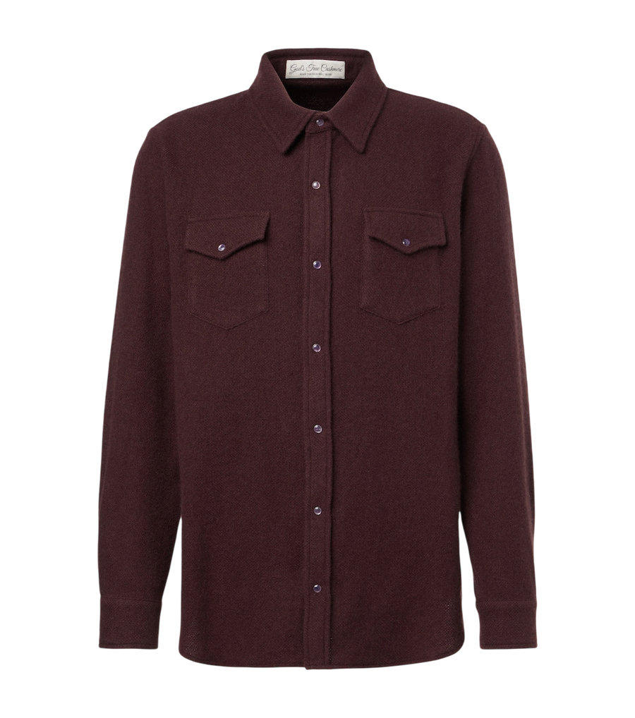 God's True Cashmere Claret cashmere shirt with amethyst