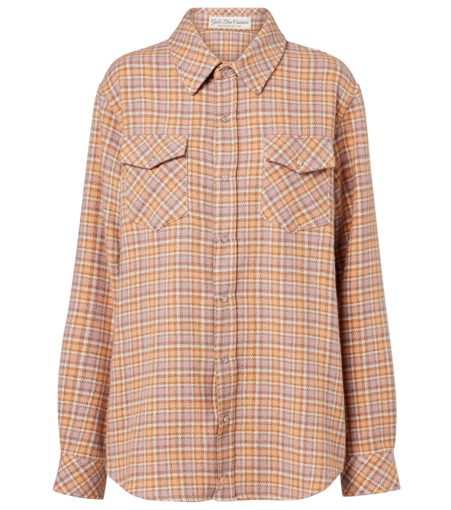 Chemise à carreaux en cachemire Midnight Rose de God's True Cashmere