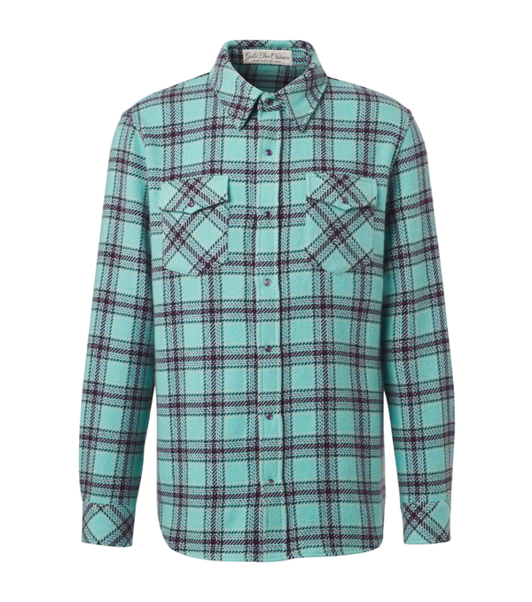God's True Cashmere Plaid cashmere shirt with amethyst