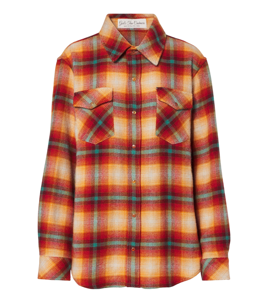 Camisa de cachemir a cuadros Red Sun Shadow de God's True Cashmere