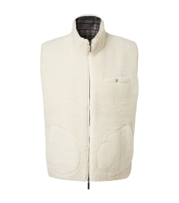 God's True Cashmere Reversible cashmere and wool vest with emerald