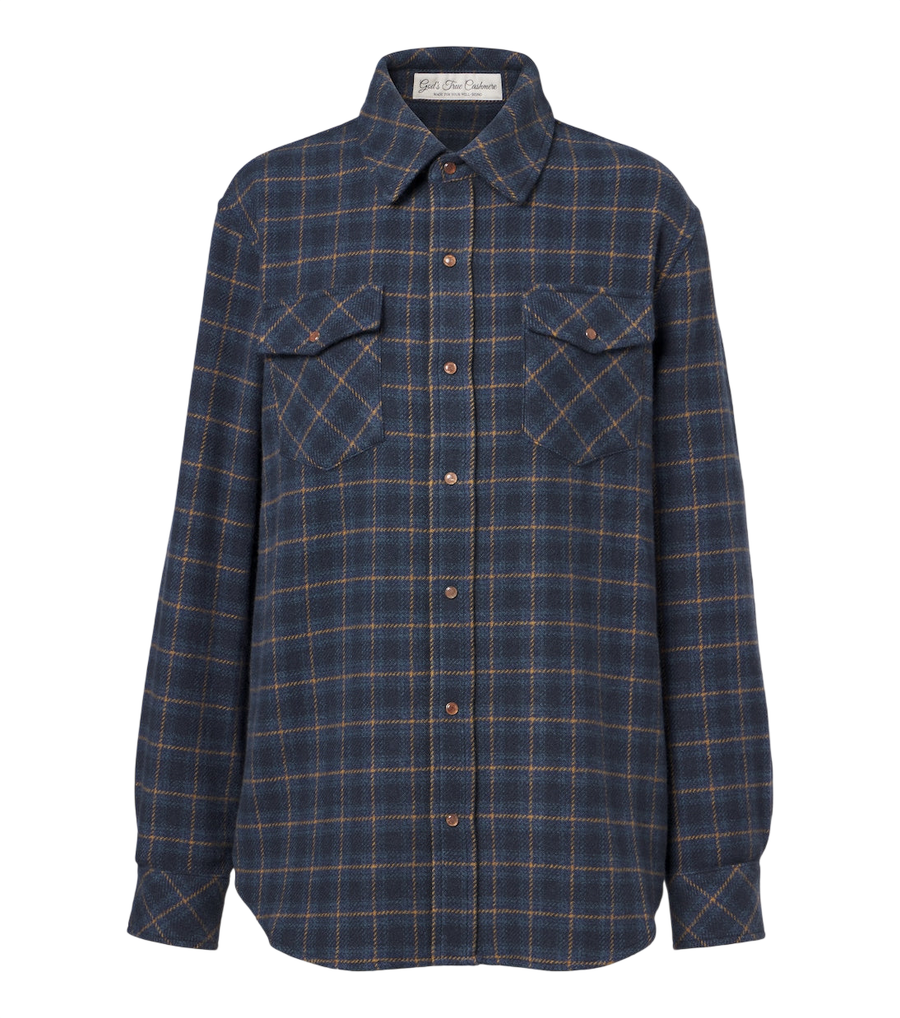 God's True Cashmere Rugged Explorer plaid cashmere shirt