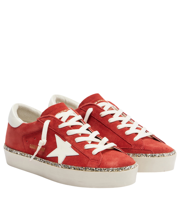 Golden Goose Hi Star glitter-trimmed suede sneakers