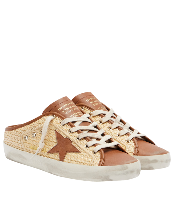 Golden Goose Super-Star raffia and leather mules