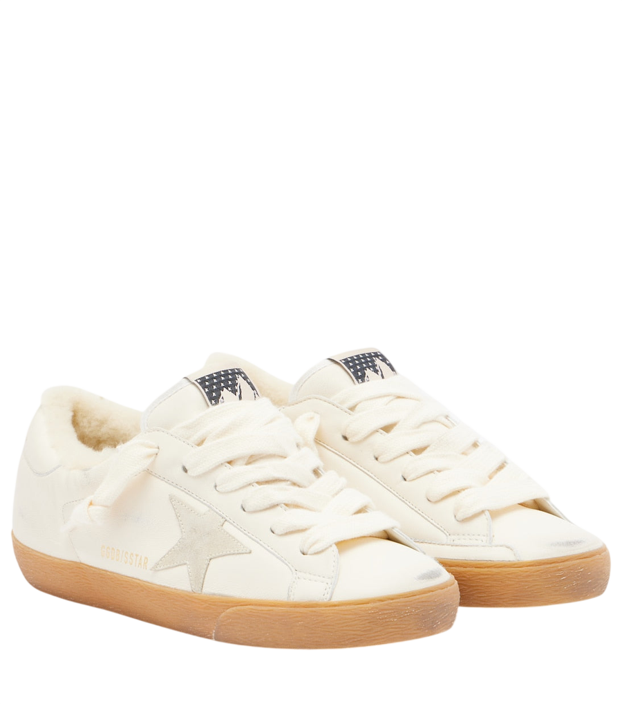 Golden Goose Ténis de couro com forro de lã de carneiro Super-Star