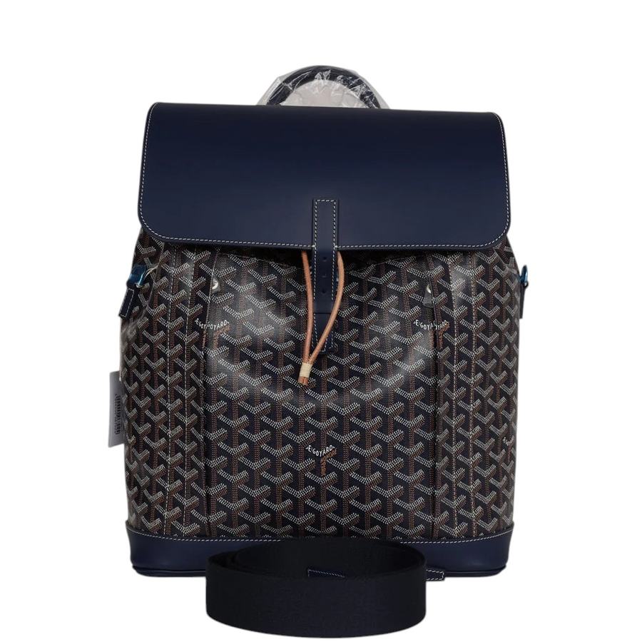 Goyard Alpin Backpack MM Navy Goyardine Canvas Palladium Hardware