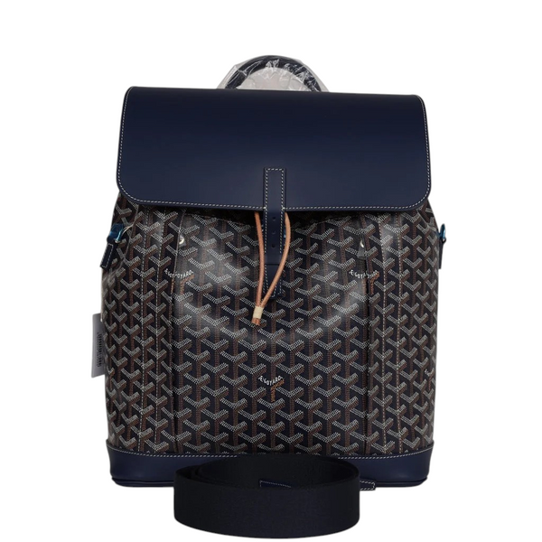 Goyard Alpin Backpack MM Navy Goyardine Canvas Palladium Hardware