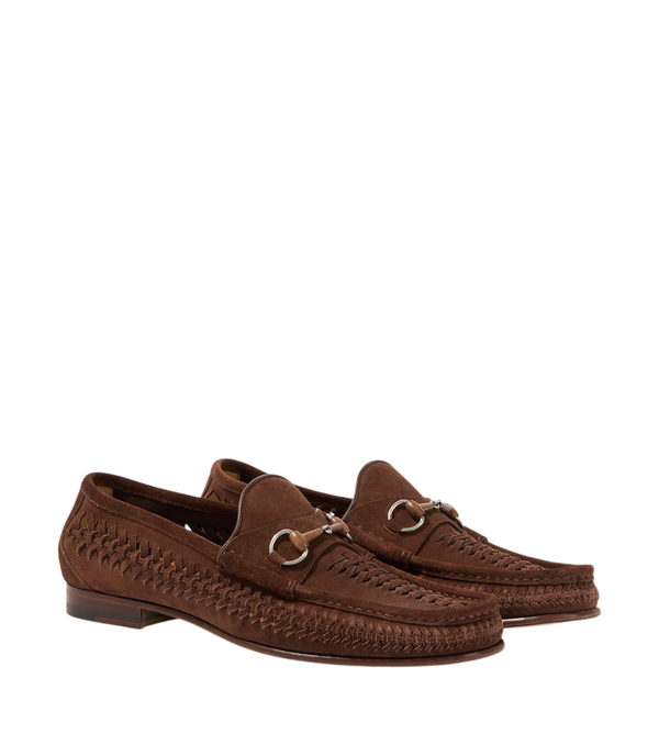 Gucci Bamboo Horsebit woven suede loafers