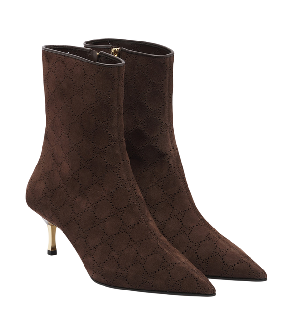 Gucci Bombshell GG laser-cut suede ankle boots