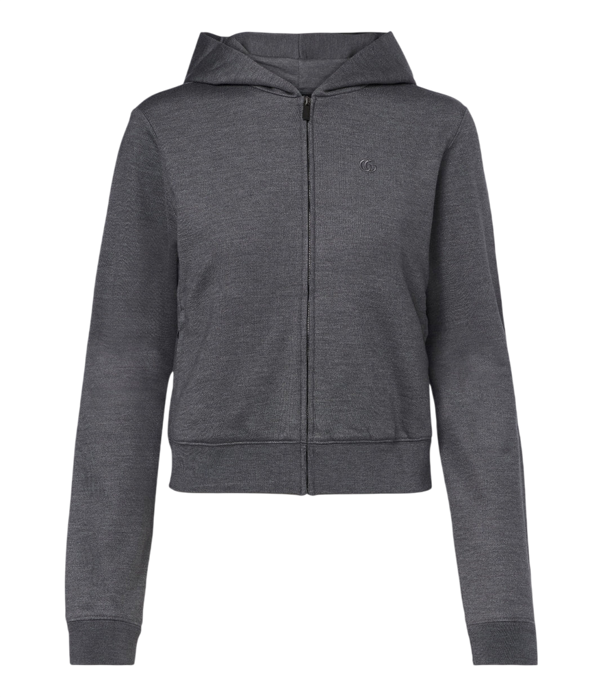 Sweat à capuche zippé en coton et soie Gucci