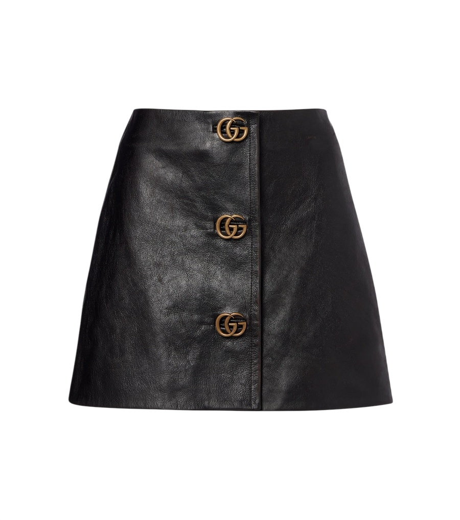 Minifalda de piel con Double G de Gucci