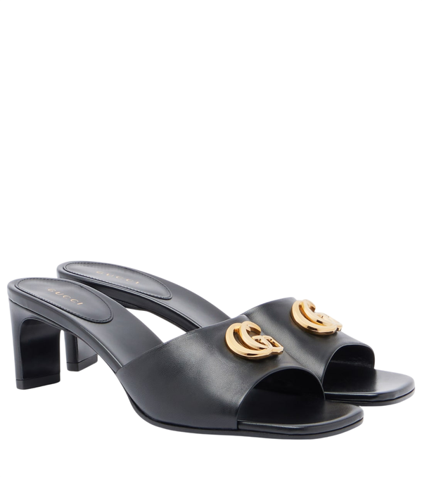 Gucci Double G leather mules
