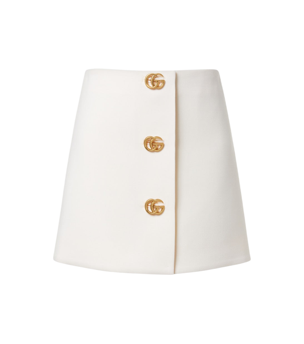 Gucci Minigonna in crêpe di lana Double G