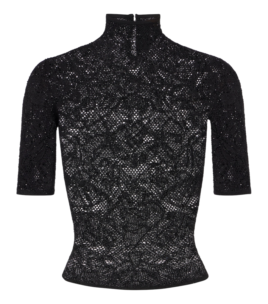 Gucci Embellished silk-blend lace crop top