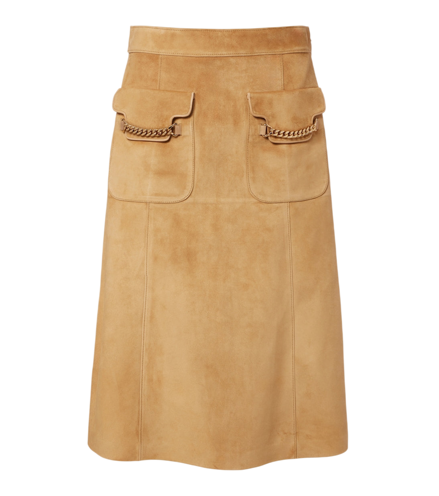 Gucci Embellished suede midi skirt