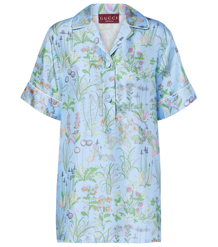 Polo de seda satinada Gucci Flora