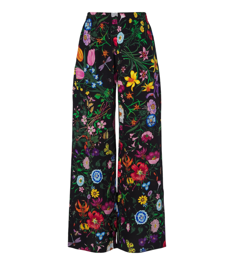 Gucci Flora silk twill palazzo pants