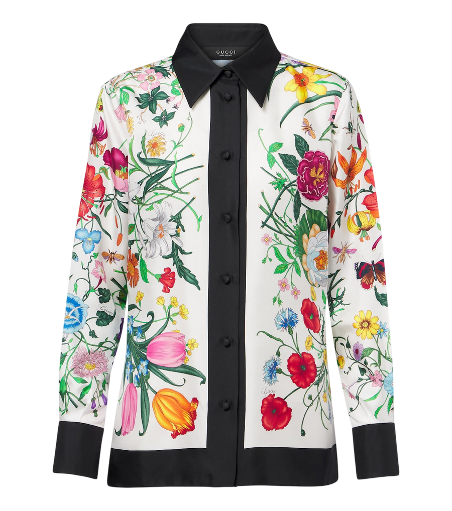 Chemise en twill de soie Gucci Flora