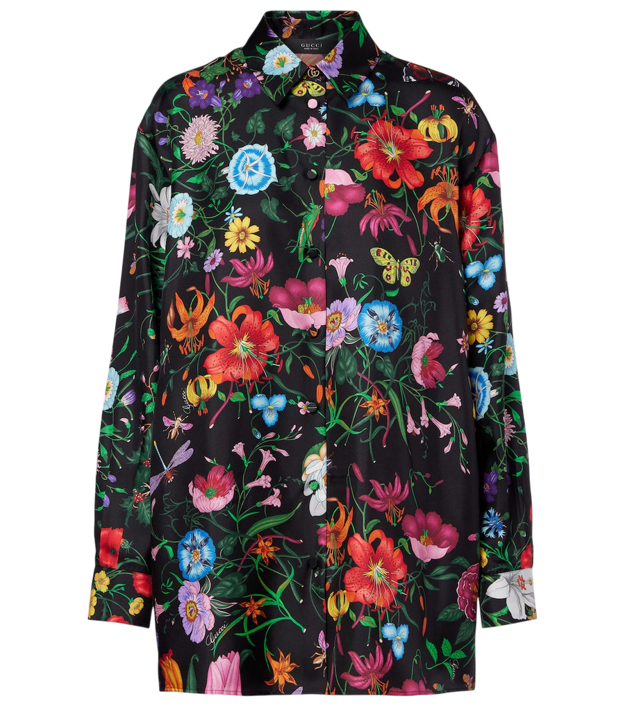 Camisa de sarga de seda Gucci Flora