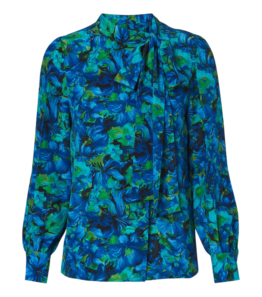 Blouse Gucci en georgette de soie à motif floral