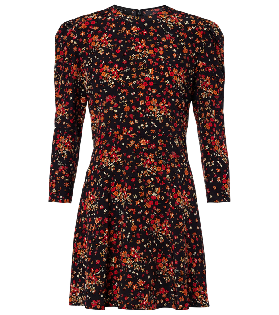 Gucci Minivestido em seda floral
