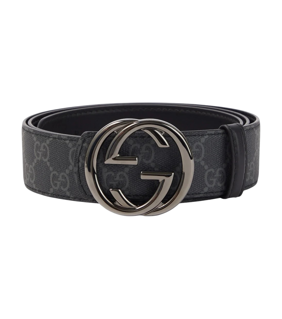 Gucci GG Canvas Interlocking G Reversible Leather Belt